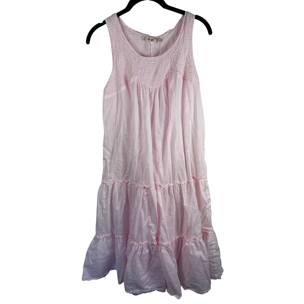 Soft Surroundings Maxi Nightgown Womens Small Cotton Tiered Smocked Boho